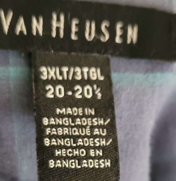 3XLT VANHEUSEN PLAID BUTTON DOWN TOP - Picture 4 of 4